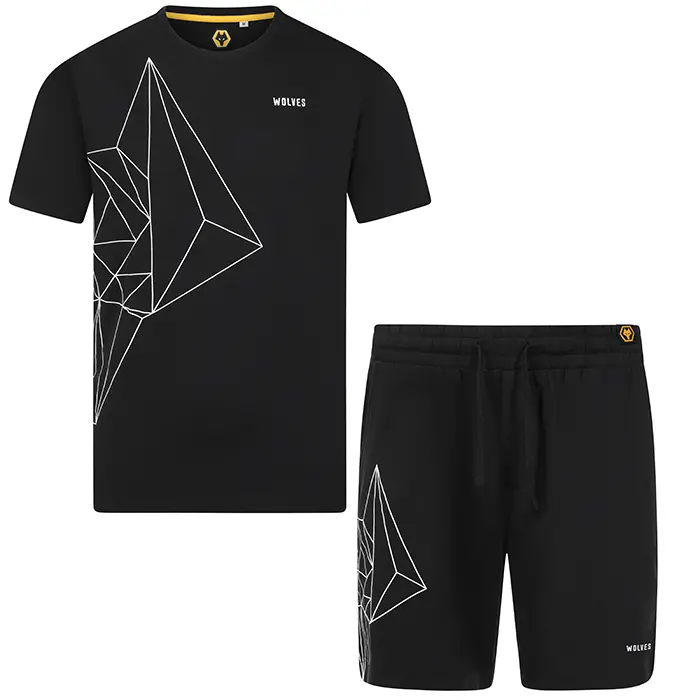 Wolverhampton Wanderers Shirt Store | Graphic Print Short Pyjama Set – Black Collection Wolverhampton Wanderers Official Gear